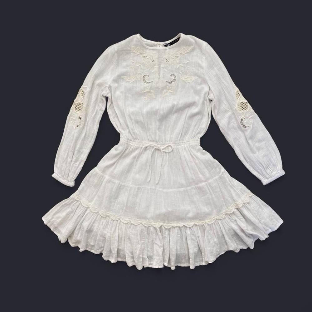 Zara Women White cotton babydoll dress size s